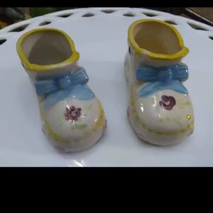 Two Vintage Ceramic Decorative Shoes.
